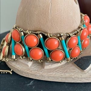 Ladies bracelet, coral and blue turquoise stones